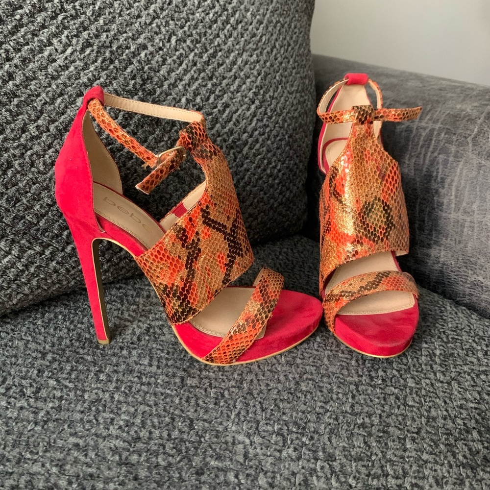 Bebe snakeskin heels